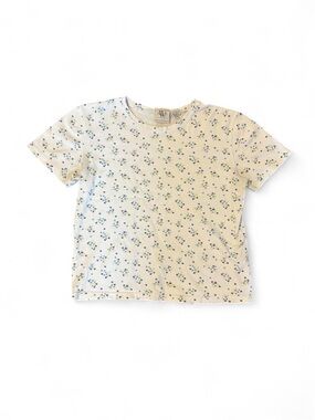 NWB Casuals Cream Floral Short-Sleeve Tee, Size Small